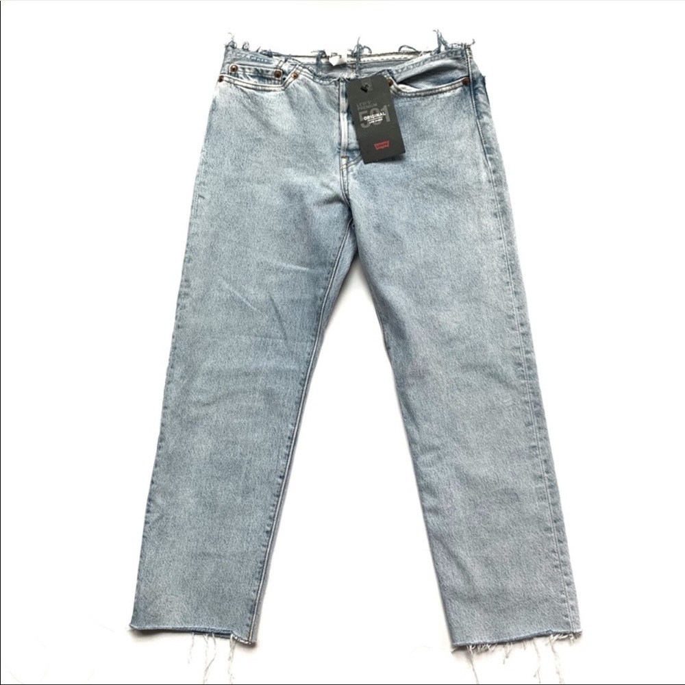 Levi’s 501 low rider customized crop crescent moon